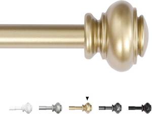 lot 17033 image: H.VERSAILTEX Curtain Rods for Windows 16.2 to 43.8 Inches 34 inch Diameter Adjustable Decorative Telescoping Curtain Rod with Brackets Heavy Duty Splicing Window Rods with Classic Finials, Gold