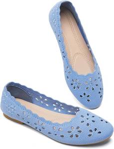 lot 17036 image: BABUDOG Mesh Ballet Flats Shoes for Women,Womens Flats Dressy Comfortable,Womens Dress Shoes with Flower Eyelets,Slip on Casual Walking Flats