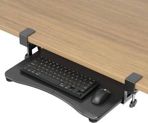 lot 1190 image: suptek Small Keyboard Tray Under Desk Pull Out with C Clamp Mount, Computer Keyboard & Mouse Tray, 20 (24.2 Including Clamps) x 11.8 inch Slide-Out Platform Computer Drawer for Typing, Black, DSF1S
