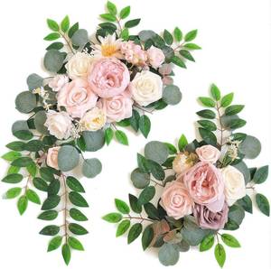 lot 1195 image: Faux Flower Swag Set of 2 for Wedding Welcome Signs Floral Swag Wedding Reception Ceremony Signs Decor (Pink)