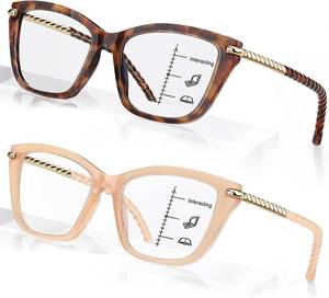 lot 1197 image: 2 PCS Eye-catching Progressive Multifocus Reading Glasses Women, Trendy Cat Eye Computer Readers with Twist Temples, Anti Blue LightEyestrain Multifocal Glasses, 1.25x (Top is not 0)