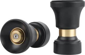 lot 1200 image: Hose Nozzle, Lichamp 2 Pack Heavy Duty Brass Fireman Style High Power Leak Proof Adjustable Garden Water Sprayer, Suitable for Car Wash, Patio Cleaning, Watering Lawn and Garden, Shower Pets (Black)