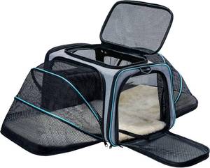 lot 1202 image: Cat Dog Carrier - Airline Approved Expandable Soft-Sided Pet Carrier with Removable Fleece Pad and Pockets, for CatsPuppy and Small Animals Large(2 side expandable)