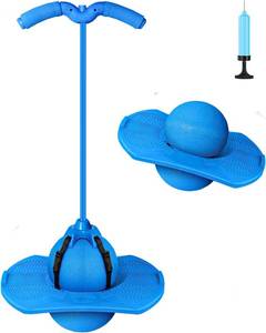 lot 1206 image: Pogo Jumper with Handle and Ball Pump, High Jump Toy Bounce Jump Trick Board Pogo Bouncing Ball Safe and Fun Pogo Stick for Kids Boys Girls and Adults (Blue)