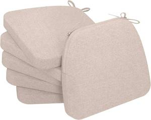 lot 1213 image: AAAAAcessories D-Shaped Chair Cushions, 2 Thick Dining Chair Pads with Ties and Removable, Machine-Washable Cover, 17 x 16, Set of 6, Oatmeal Beige