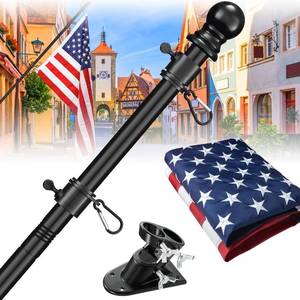lot 1228 image: Flag Pole Kit with 3x5 US Flag - Includes 5ft Heavy Duty Tangle Free Flagpole,Weather Resistant 3x5 Embroidered American Flag,Aluminum Holder Bracket,for Outside House,Porch,Outdoor