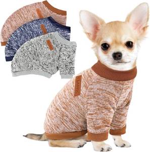 lot 1244 image: 3 Pack Dog Sweaters for Small Dogs Girl Boy Winter Fleece Clothes Warm Soft Dog Sweatshirt Outfit for Dogs Cats Pet Apparel