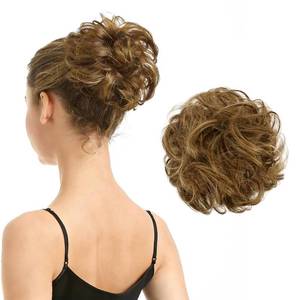 lot 10213 image: BARSDAR 100% Human Hair Bun Extension - Real Human Hair Highlight Messy Bun Scrunchie for Women - Elastic Wavy Small Updo Chignons Hairpieces Soft Natural Looking Daily, Brown with Blonde Highlight