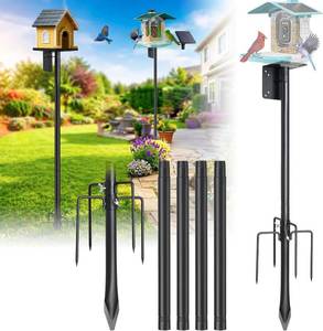 lot 17006 image: Heavy Duty Bird Feeder Pole - 75 Adjustable Birdhouse Stand Outdoor, Anti-Tip Stakes & Stable Mount for Smart Camera Birdfeeder,Bluebird House, Bird Buddy, Birdfy