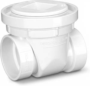 lot 17009 image: 2 Inch Backwater Valve White PVC Drain Backflow Preventer for Sewage and Rainwater Automatic Sewer Backflow Prevention Valve for Residential Commercial Use