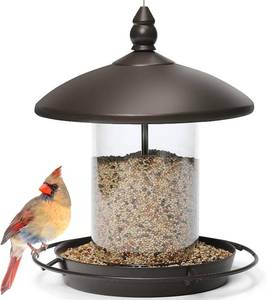 lot 17014 image: Youvip Metal Roof Bird Feeder - Chew Proof for Outdoor Hanging Wild Bird Seeds. Bronze