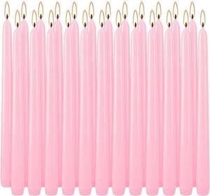 lot 17018 image: YOROXRG 24 Pack Pink Taper Candles, 7-8 Hours Burn Time, Unscented, Smokeless and Dripless, 0.75 x 10 Inch Dinner Candle Set for Valentines Day,Household, Wedding, Party and Home D cor Candlesticks