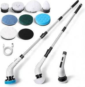 lot 17022 image: Anfrere Electric Spin Scrubber, Cordless Cleaning Brush with 8 Replaceable Heads, 3 Adjustable Speeds, Extendable Telescopic Handle, Type-C Fast Charging for Bathroom, Shower, Tub, Tile, Car & Glass