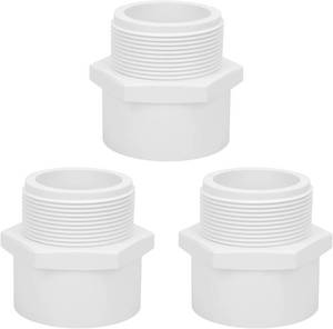 lot 10221 image: 3Pack 2 PVC Male Adapter Pipe Fittings, 2-Way PVC Hose Adapter Coupling with 2-Inch Male Hose Thread, Schedule 40, White