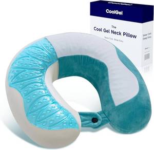 lot 10226 image: COOL GEL Memory Foam Neck Pillow for Travel with Removable Cover, Supportive and Comfortable, Small