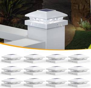 lot 10238 image: APONUO Solar Post Cap Lights for 4x4 5x5 Posts - IP64 Waterproof, 6500K LED, No-Wire Fence Lights & Deck Lights for Patio Garden Yard Patio, White-Cool White, 12 Pack