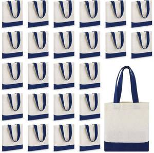 lot 10249 image: Amylove 24 Pcs Mini Tote Bag Sublimation Blank Canvas Tote Bags Reusable for Grocery Shopping, DIY, Easter Party Favor Gift Bags (8.5 x 8 Inch,White with Blue Handle)