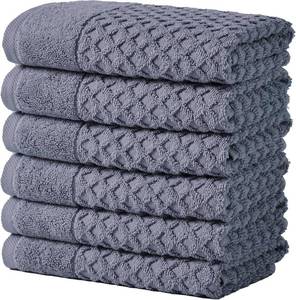 lot 10256 image: Great Bay Home Hand Towels - 100% Cotton 6 Pack 26x16 Hand Towel Set - Absorbent, Durable, Quick-Dry Towels for Bathroom (Chambray Blue)