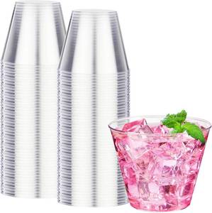 lot 10259 image: RACETOP 9 oz Clear Plastic Cups 100 packs, Disposable Plastic Party Cups Tumblers, Cocktail Cups, Perfect for Parties, Wedding and Events