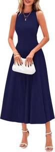 lot 10261 image: PRETTYGARDEN Spring Casual Dresses for Women 2026 Summer Business Work Midi Sleeveless A Line Pleated Cocktail Dress SIZE M