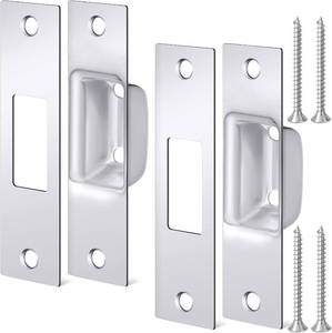 lot 10269 image: Hicarer 2 Pcs Box Strike Plate 1-14 x 4-78 Door Lock Striker Plate Deadbolt Strike Plates Universal Latch Restorer Security Latch Restorer for Exterior Doors Home Office Residential Use(Silver)