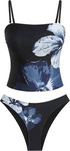 lot 17102 image: ZAFUL Womens Floral Tankini Swimsuits Bandeau Tummy Control High Cut Tankini Set Two Piece Bathing Suit, Size Small