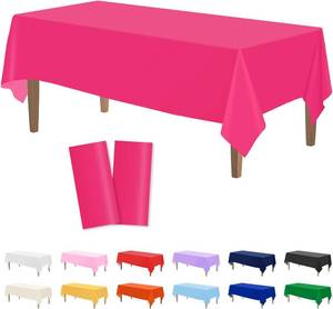 lot 17106 image: Kopokita 2PCS Hot Pink Plastic Tablecloths 54 x 108 Inch, Disposable Table Cloths Rectangle Party Table Covers