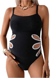 lot 17113 image: OYOANGLE Womens Maternity One Piece Swimsuits Cut Out Spaghetti Strap Pregnancy Bathing Suits Swimwear, Size XL