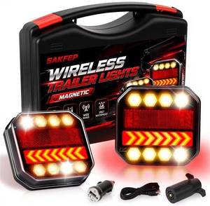 lot 17118 image: Magnetic Wireless Trailer Lights, 2.4GHz Rechargeable LED Tow Lights Kit with IP67 Waterproof, All-in-One Brake Turn Signal Tail Lights for Truck Trailer RV Boat Camper