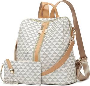 lot 17141 image: Makes Backpack Purse for Women PU Leather Travel Satchel Handbag Convertible Design Bag with Purse 2 Piece
