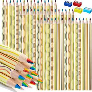 lot 17145 image: Mr. Pen- Rainbow Pencils Bulk, 48 Pack, 7-in-1 Multi-Color Rainbow Colored Pencils with 4 Sharpeners, Vibrant Drawing and Coloring Pencils for Kids, Party Favors, School, Art, Gift Supplies
