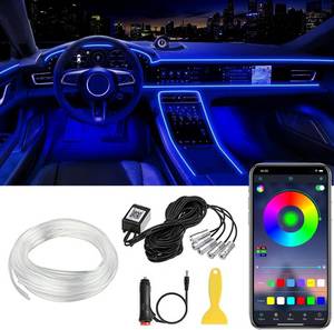 lot 17155 image: Interior Car LED Strip Lights APP Control, 5 in 1 RGB 16 Million Colors Ambient Lighting Kit with 236 inches Fiber Optic, Music Mode Inside Car Lighting Decorations