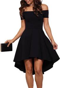 lot 17160 image: Sarin Mathews Womens Off The Shoulder Short Sleeve High Low Cocktail Skater Dress, Size Large