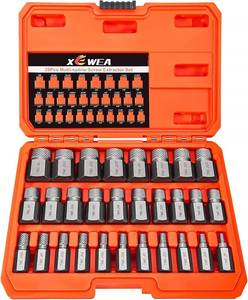 lot 17162 image: XEWEA 29PCS Screw Extractor Set Hex Head Multi-Spline Easy Out Bolt Extractor Set, Chrome Molybdenum Alloy Steel Rounded Bolt Remover