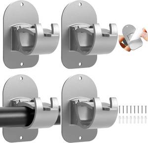 lot 17168 image: No Drill Curtain Rod Holder Hangers - Self Adhesive Curtain Rod Hook - Upgrade Large No Drilling Plastic Curtain Rod Brackets Renter Friendly Curtain Rod Hanger (4PCS Silver)