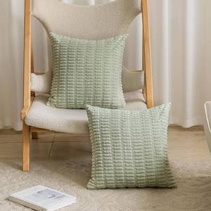 lot 17181 image: Home Brilliant Decorative Pillow Covers 20x20 Green Pillow Covers Corduroy Throw Pillow Covers for Bed Sofa Couch Chair Living Room Summer Decor, Set of 2, 20 x 20 inch, Light Green
