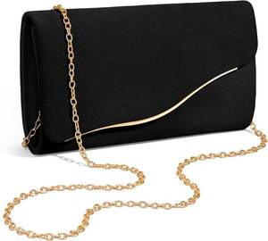 lot 17186 image: Suede Formal Evening Bag Clutch Purses for Women with Detachable Chain Evening Clutch for Wedding Cocktail Party