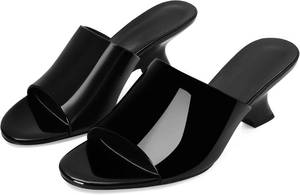 lot 17187 image: DOEYG Peep Toe Wedges Sandals for Women Kitten Heel Mule Sandals Comfortable Dressy Slip on Summer Slide Sandal, Size 8