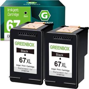 lot 17193 image: 67XL Black Ink 2 Pack Replacement for HP 67 Black Ink Cartridge XL for DeskJet 4155e 2734e 4100e 2855e 4255e 2700 2755e 2700e Envy 6055e 6000 6455e 6400 Printer Ink 67