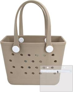 lot 17194 image: Juyeesm Small Rubber Beach Bags for Kids, Waterproof Sandproof Rubber Tote Bags Pool Bag for Travel, Boat, Sport
