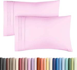lot 17195 image: Standard Pillow Cases Set of 2 - Ultra-Soft Hotel Quality Pillowcase Covers - Comfy & Wrinkle Free - Stain and Fade Resistant - Machine Washable Pillow Protectors - 2 Piece Set - Standard Light Pink