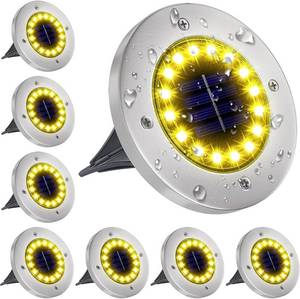 lot 17197 image: NFESOLAR Solar Lights Outdoor with 16 LEDs, Bright Solar Ground Lights Outdoor Waterproof Solar Disk Lights for Pathway Garden Yard Lawn Walkway Driveway (Warm White 8pack)
