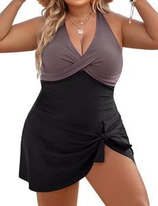 lot 17211 image: Blooming Jelly Women Plus Size Swimsuit One Piece Swim Dress Tummy Control Bathing Suits Criss Cross Modest Swimwear, Size 2XL