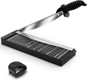 lot 17217 image: MAKEASY Paper Cutter 12 Inch, 12 Sheet Capacity, Heavy Duty Paper Cutter for Cardstock, Guillotine Paper Trimmer for Crafting, Classroom and Office