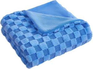 lot 17219 image: Luxury 3D Square Grid Faux Fur Throw Blanket   Reversible Soft Teddy Velvet & Flannel   Thick Warm Fuzzy Plush Blankets for Couch, Bed & Sofa   Machine Washable Gift for Women Throw XL 50x70 inches