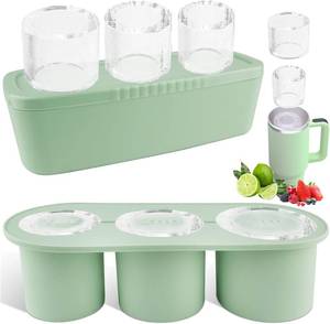 lot 17220 image: Fu Store Ice Cube Tray for Stanley Cup 30-40 oz Tumbler 3pcs Silicone Ice Cube Molds With Lid and Bin for Chilling Cocktails Whiskey Drinks Juice Coffee Easy Fill and Release Ice Maker - COLOR IS BLACK
