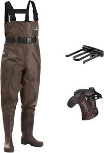 lot 17229 image: FISHINGSIR Fishing Waders for Men, 2-Ply NylonPVC Waterproof Women Chest Wader with Boots, Bootfoot Hunting Waders