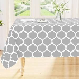 lot 17233 image: Smiry Rectangle Tablecloth, Waterproof Vinyl Tablecloths with Flannel Backing for Rectangle Tables, Wipeable Spillproof Plastic Tablecloth for Dining, Camping, Indoor and Outdoor (60x84, Light Grey)