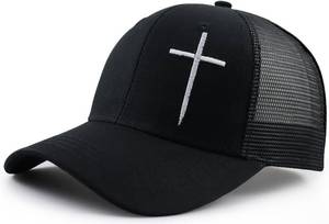 lot 17236 image: Jesus Cross Hat for Men Women, Funny Adjustable Cotton Embroidered Christian Religious Faith Baseball Cap