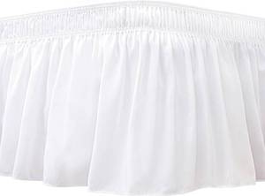 lot 17407 image: Biscaynebay Wrap Around Bed Skirts for King & Cal King Beds 17 Drop, White Adjustable Elastic Dust Ruffles Easy Fit Wrinkle & Fade Resistant Silky Luxurious Fabric Solid Machine Washable